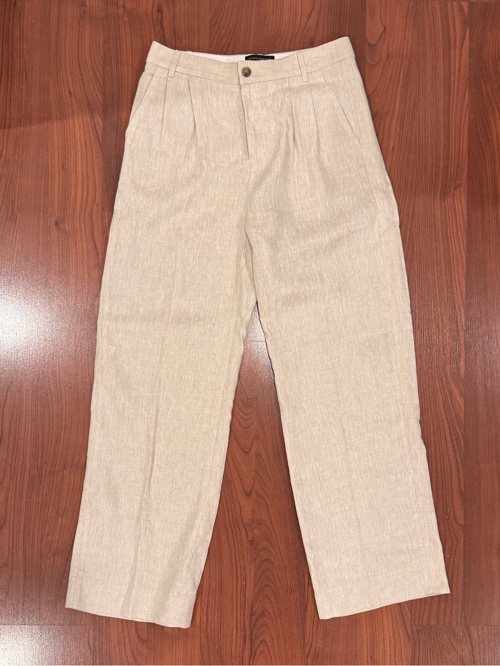 Banana Republic Straight Leg Linen Trousers  in Natural Oatmeal color size 6